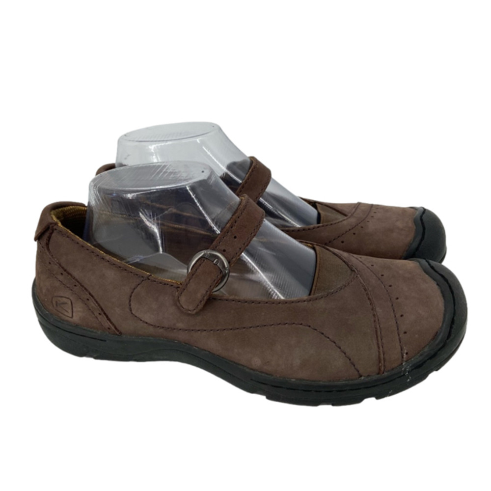 Keen Leather Mary Jane Loafer Slip On Adjustable Buckle Strap Brown Size 8.5